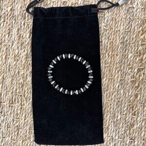 Kalifano Black Onyx Gorgeous Glass Bracelet with Cubic Zirconia Crystals